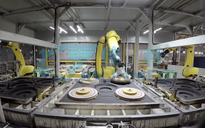 剎車盤視覺機器人工作站（3臺機器人協(xié)同）